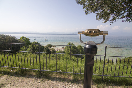 SIRMIONE LAKE DI GARDA ITALY: Roman ruines of Catullo on April 28, 2018 . Grottoes of Catullus.のeditorial素材