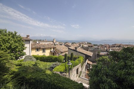Beautiful aerial views of Desenzano del Garda, a town and comune in the province of Brescia, in Lombardy, Italyの写真素材