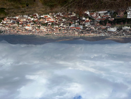 View of Podgorica on a cloudy day after rain.の写真素材