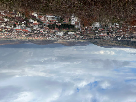 View of Podgorica on a cloudy day after rain.の写真素材