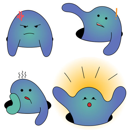 Emotions of a water monster peeking out from its hiding place.のイラスト素材