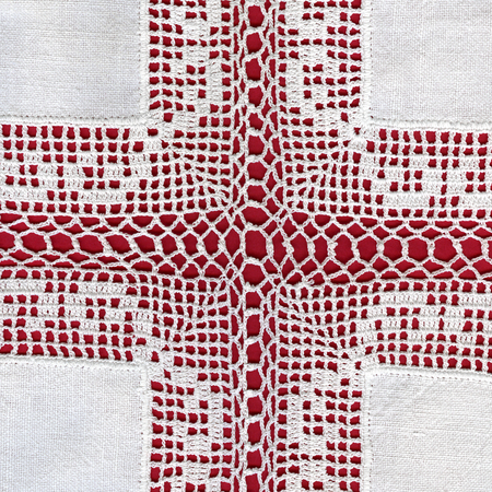 Vintage White Crochet Cotton Laceの写真素材