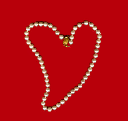 perls heart on a red backgroundの写真素材