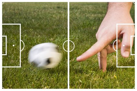 soccer field - a ball in motionの写真素材