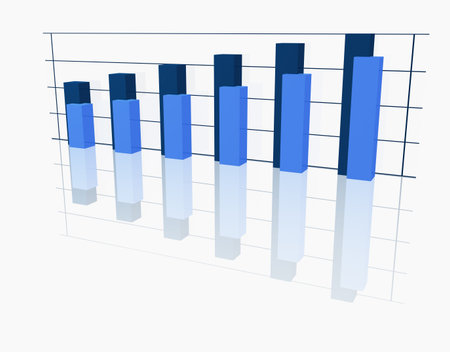 Business Graph with reflect showing profits and gains
