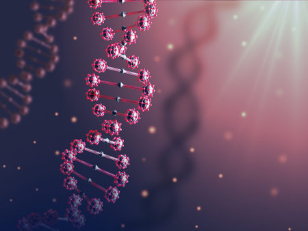 3d illustration of abstract DNA helix in biological space.の写真素材
