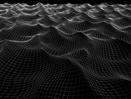 Abstract 3d  Illustration of water surface mesh. Grid background.
の写真素材