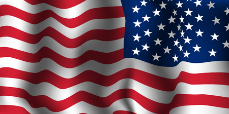 American flag wave. Vector illustration.のイラスト素材