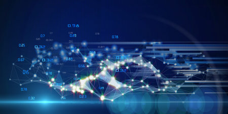 Abstract modern glow polygonal concept of decision making analysis data quality.. Big data. ...