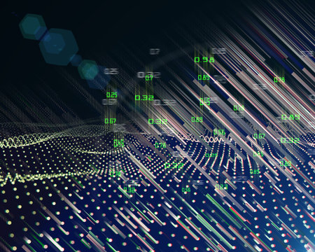 Abstract futuristic background  of predictive analysis. Quantum virtual cryptography concept.  Big...