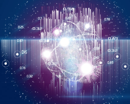 Quantum computing abstract tech background concept. Learning artificial intelligence element....