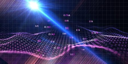 3D illustration abstract hexagon noise grid.  Technology and business analyze concept. Computer...