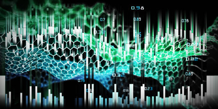 Abstract hexagon wave data analytic.  3D illustration hexagon grid with lines . Technology and...