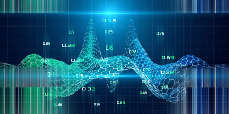 3D illustration. Abstract background  with hexagon wave data analytic. Big data.  Color hexagon grid...