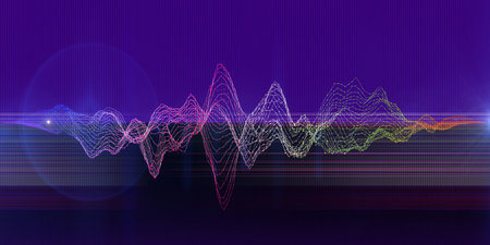 Music abstract wave background. Sound lines color concept. Equalizer with gradient lines sound and...