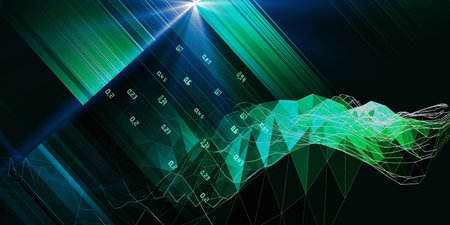 Big data. Abstract analyze algorithm artificial intelligence data. Technology concept with color...