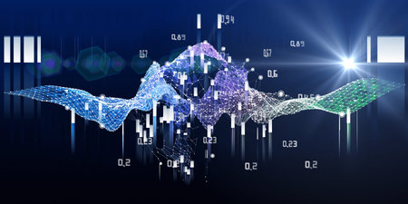 Abstract background analyze algorithm artificial intelligence data. Quantum virtual cryptography...
