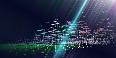 Abstract analysis algorithms data background with blurred lines. 3d diagram analysis infographics....