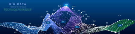 Big data. Abstract visualization polygonal grid algorithm analyze data. Quantum virtual cryptography concept. Blockchain. Analytics algorithms data. Banner for bussines, science and techology.のイラスト素材