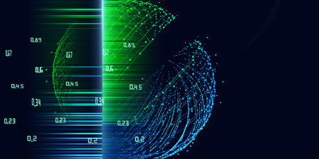 Abstract polygonal background with wireframe sphere and blurred lines. Big data. Concept for science...