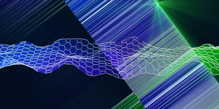 Abstract hexagon grid background with blurred lines. Artificial intelligence. Algorithms deep...