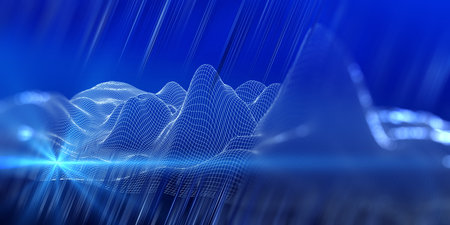 Abstract background with wireframe algorithm analyze data and blurred lines. Analytics algorithms...