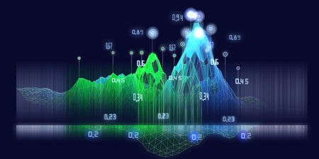 Abstract of wavy algorithm analyze data and blurred lines.