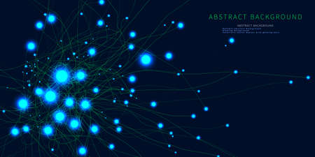 Abstract background with  and spheres  lines glow. Artificial intelligence. Business, technology and science futuristic visualization.のイラスト素材