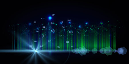 Abstract polygonal background  grid  with blurred lines and analysis data.  Big data.  Artificial...