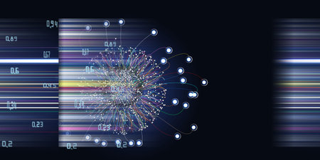 Abstract background with  spherical  grid lines conecting dots analyze and blurred lines. Analytics...