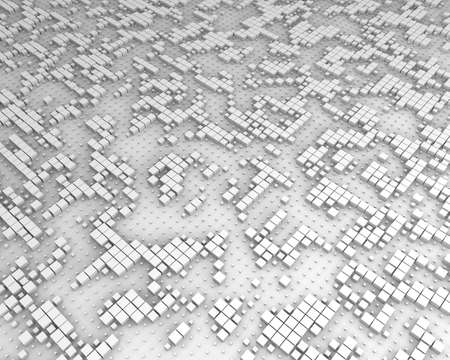 3D illustration abstract  background with chaotic 3d boxes on white. Geometric concept with cubes on plane.の写真素材
