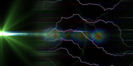 Abstract background with lightning glow lines  on dark. Concept with blurred lines and spot light. Banner for science and technology.の写真素材