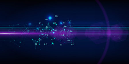 Big data. Abstract polygonal background  grid  with blurred lines and analysis data. Artificial...