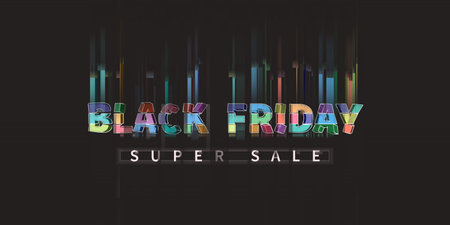 Abstract background color Black Friday and super sale. 3D text design on black with blurred lines....