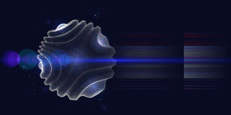 Abstract  background with sphere from dots and color lines on dark blue. Business, technology and...