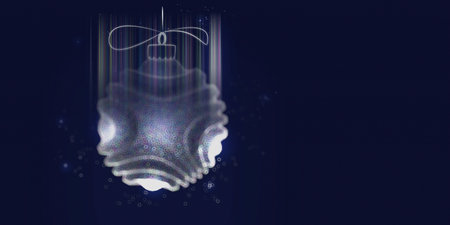 Abstract holiday background with futuristic christmas ball from dots and blurred effect. Banner,...
