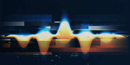 Abstract background with color sound wave and data on dark. Technologyl sound wave and spot light. For abstract wave music poster design.の写真素材