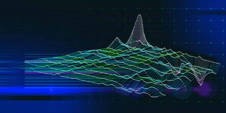 Abstract  background with color wireframe on dark. Big Data. Visual presentation of analysis...