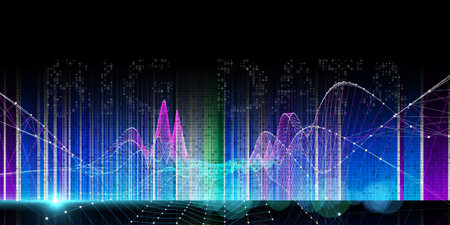 Abstract digital background with graph digital research on black. Analytics computing concept. Big...