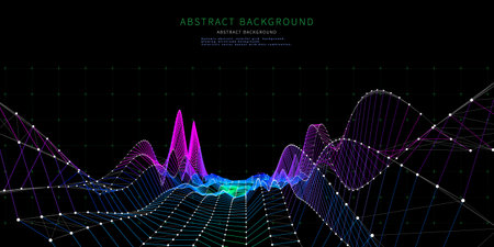 Abstract  background with wireframe technology color grid on dark.  Visual  presentation of analysis...