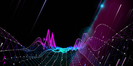 Abstract digital background with graph digital research with blurred lines.  Banner for business,...