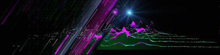 Abstract technology background with connecting dots and lines. Visual presentation of analytics data...