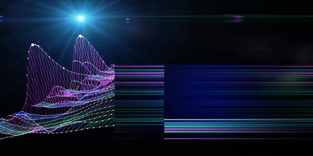 Abstract  background with board virtual graph grid and blurred lines  Presentation of data 3d...