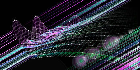 Abstract  background with virtual graph data code grid and blurred lines. Visual presentation of...