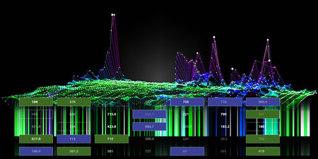 Abstract  background board virtual color graph grid with lines. Big Data.  Presentation concept of...