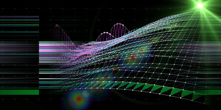 Abstract  background with board virtual graph grid and blurred lines. Visual presentation of data 3d...
