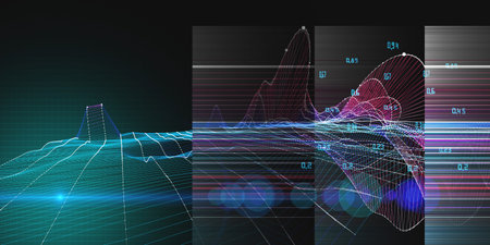 Abstract  background virtual graph grid with blurred lines and dots. Big Data. Presentation concept...