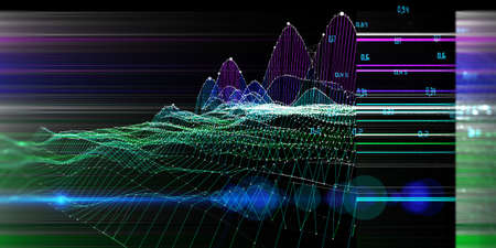 Abstract  background graph grid with blurred lines and dots.  Presentation concept of color algorithms.  Banner for business, science and technology. Big Data.の写真素材