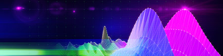 Abstract  background polygonal grid with light on dark blue. Presentation concept of color...