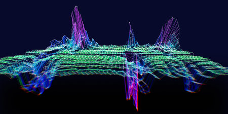 Abstract  background contain color noisy wireframe with defocus. Big Data. Technology 3d wireframe...